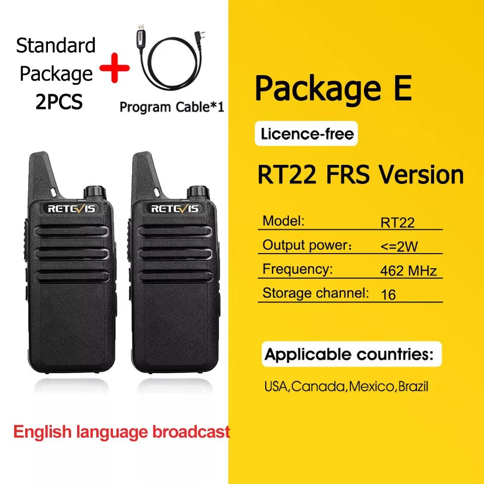 Retevis RT622 Mini Walkie Talkie 2 unidades PMR446 Radio portátil bidireccional