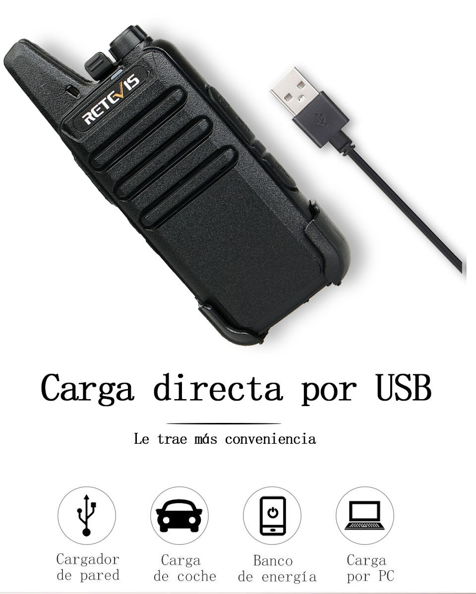Retevis RT622 Mini Walkie Talkie 2 unidades PMR446 Radio portátil bidireccional