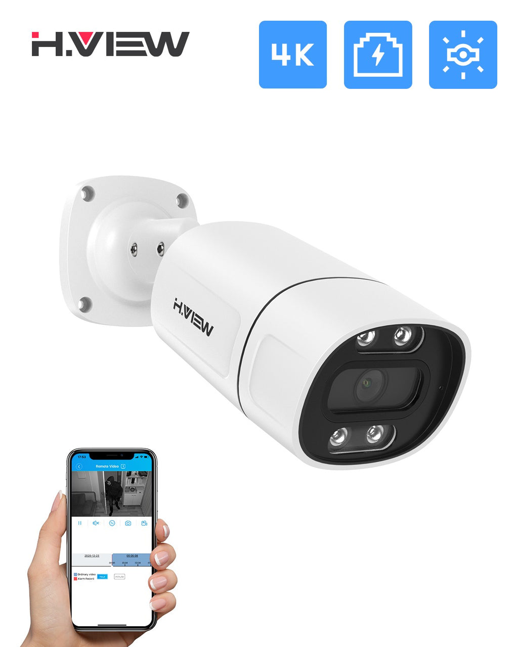 H.View cámara de seguridad Cctv de 5MP y 8MP, videocámara Ip 4K Poe Ai, detecció