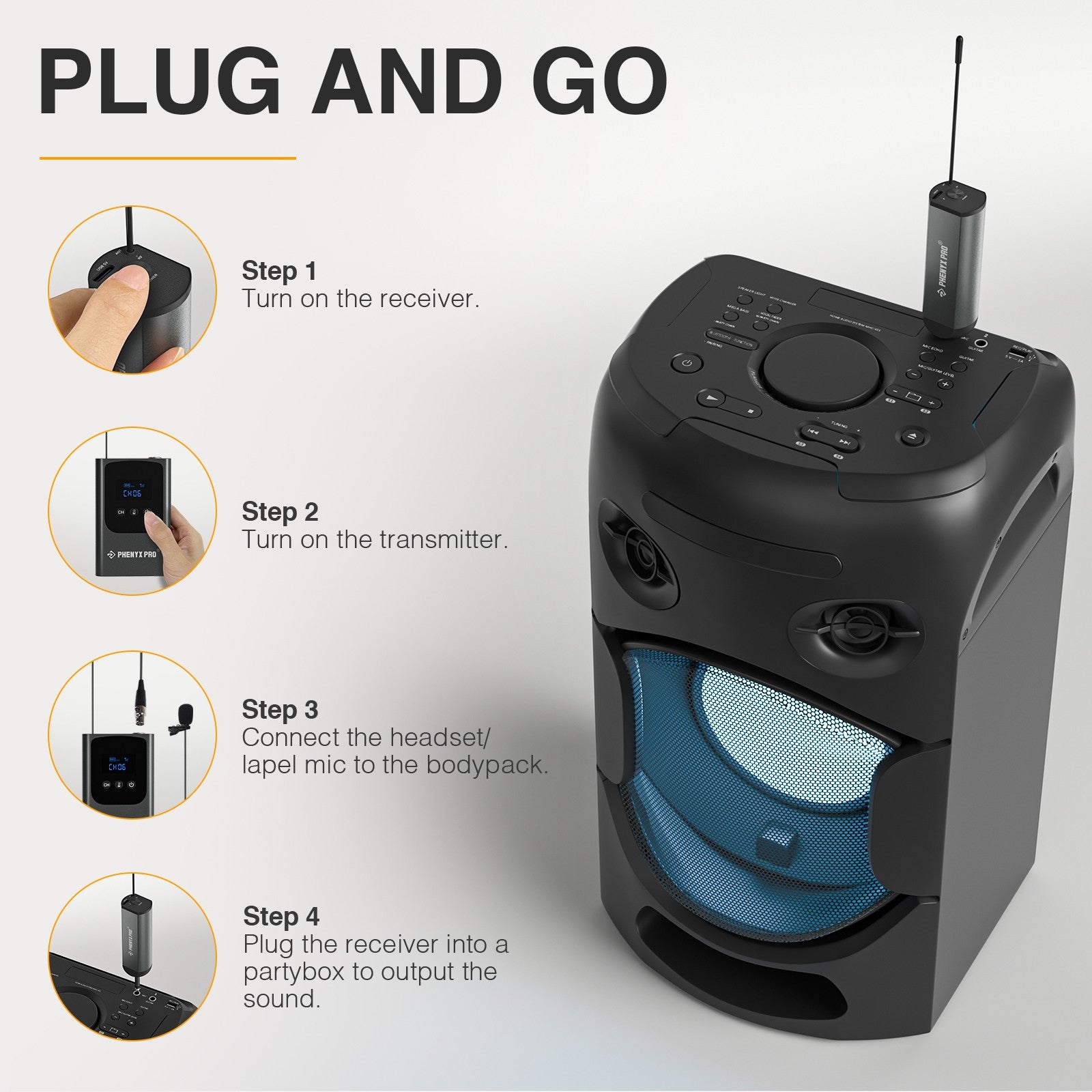 Sistema de Micrófono Inalámbrico Portátil Dual Digital PDP-2-2B Phenyx Pro