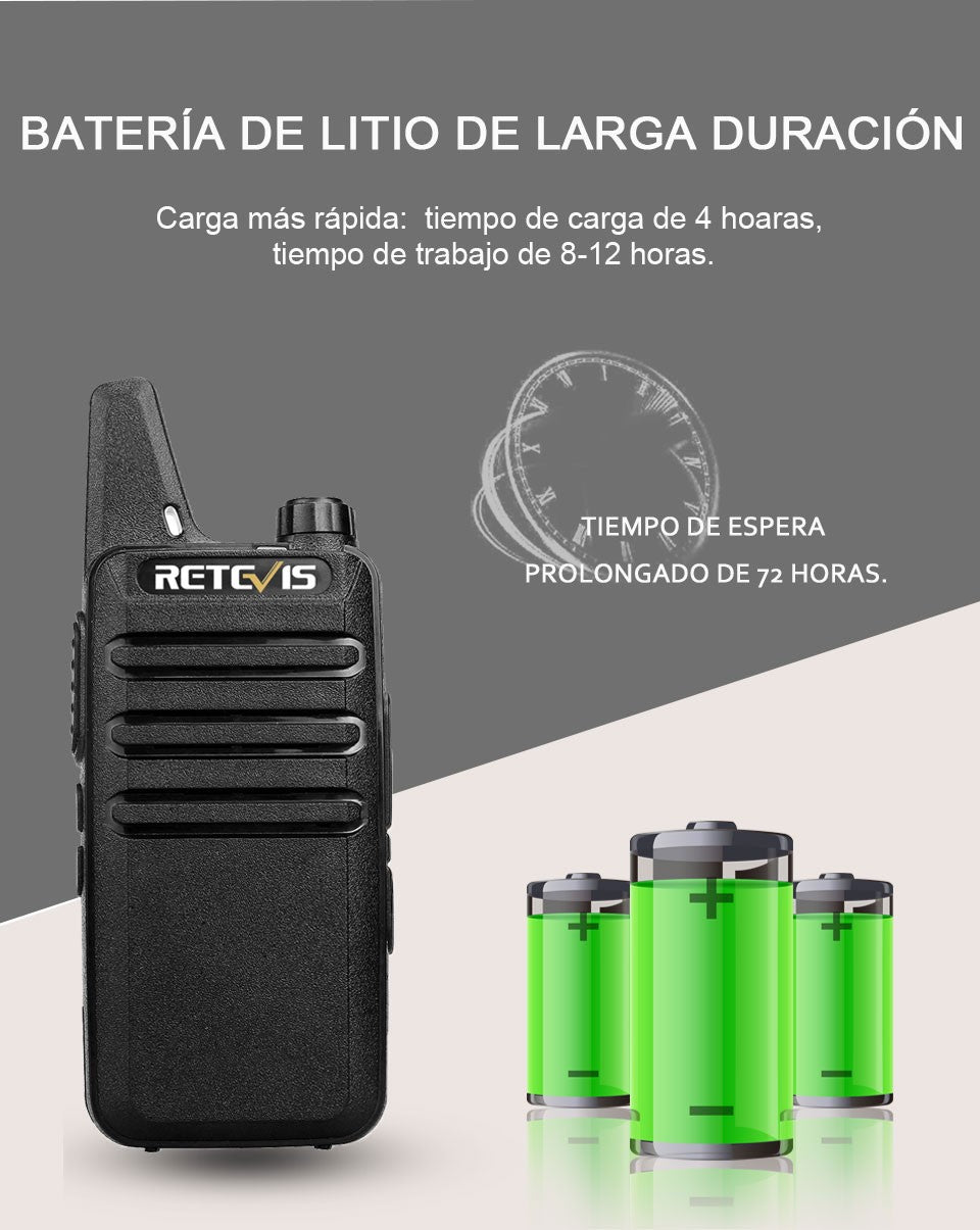 Retevis RT622 Mini Walkie Talkie 2 unidades PMR446 Radio portátil bidireccional
