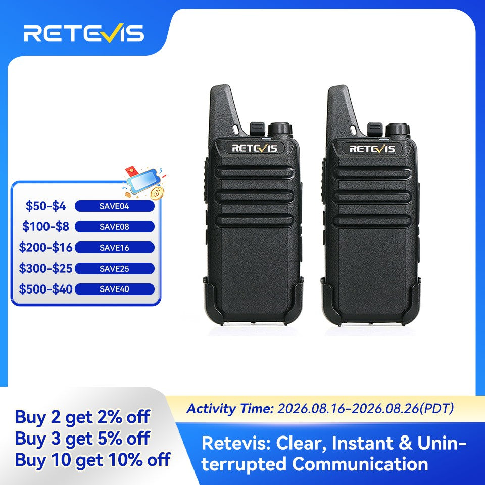 Retevis RT622 Mini Walkie Talkie 2 unidades PMR446 Radio portátil bidireccional