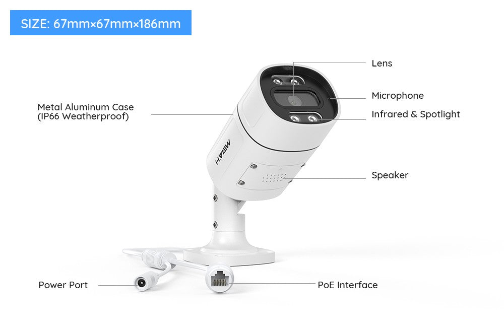 H.View cámara de seguridad Cctv de 5MP y 8MP, videocámara Ip 4K Poe Ai, detecció