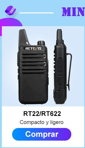 Retevis RT622 Mini Walkie Talkie 2 unidades PMR446 Radio portátil bidireccional
