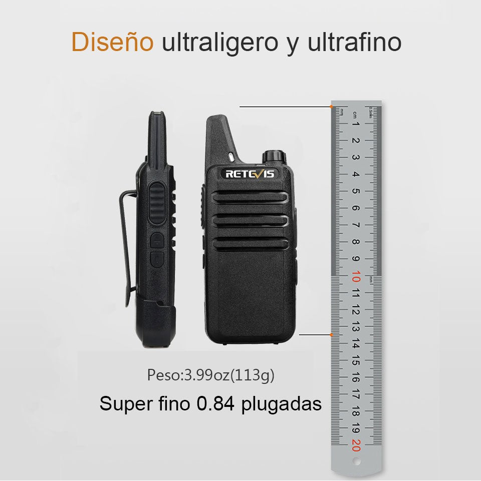 Retevis RT622 Mini Walkie Talkie 2 unidades PMR446 Radio portátil bidireccional