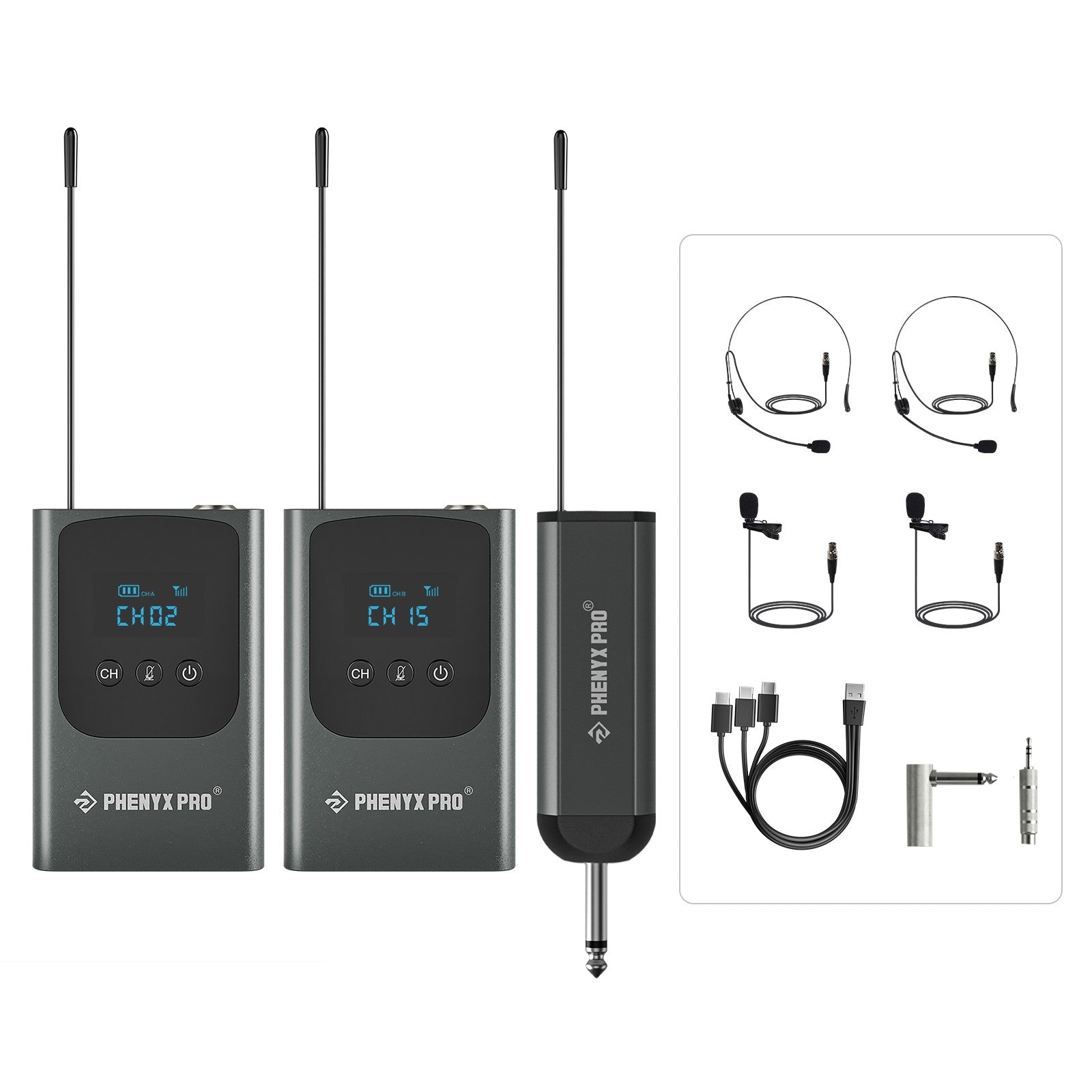 Sistema de Micrófono Inalámbrico Portátil Dual Digital PDP-2-2B Phenyx Pro